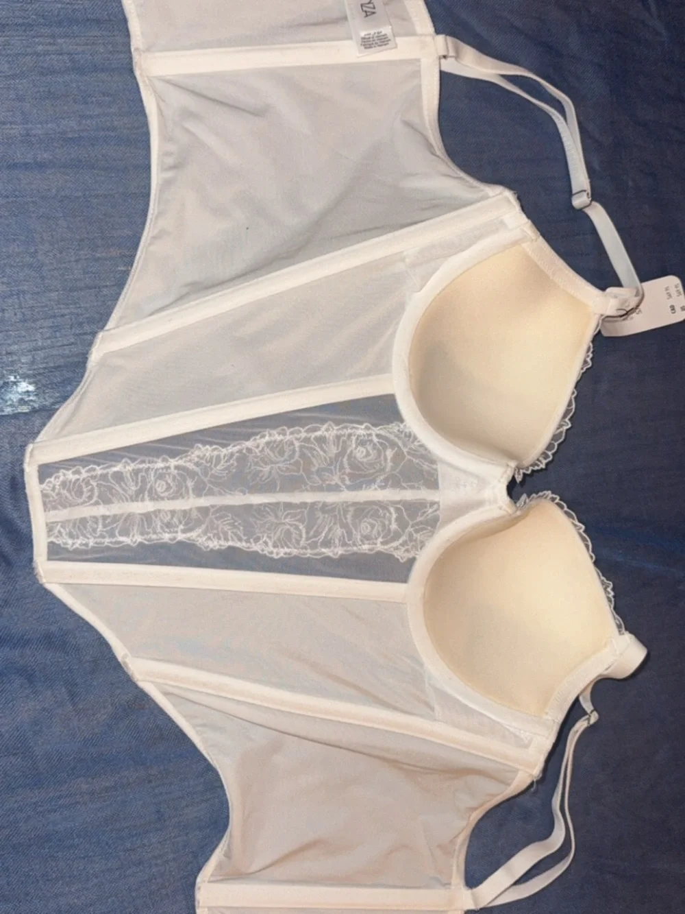 White Lace Longline Push-Up corset Bra - Women Intimates - Picture 2 of 2